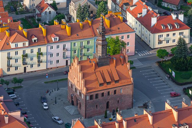 Morag, okolica Starego miasta z Ratuszem, EU, PL, Warm-Maz. Lotnicze